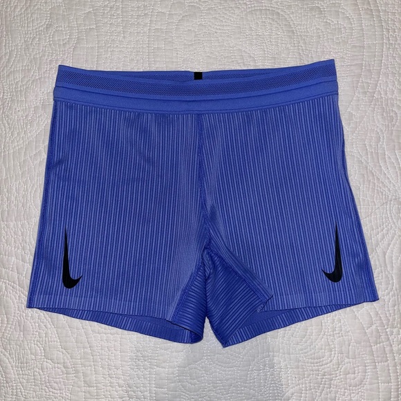 Nike Women's ADV Aeroswift Purple/Blue Athletic Running Racing Shorts - Picture 1 of 3